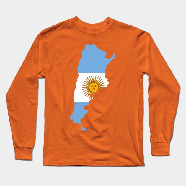 Argentina Map Flag Long Sleeve T-Shirt by Historia